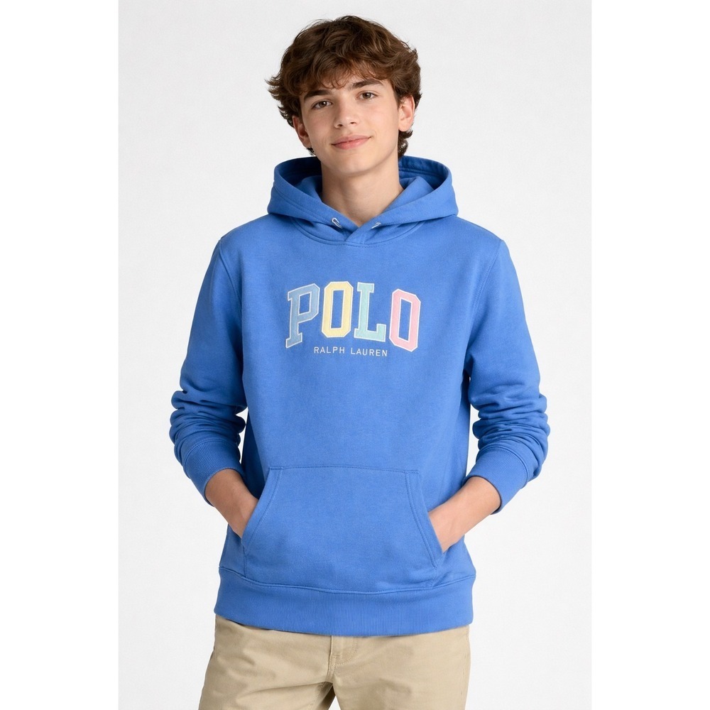Polo Ralph Lauren Boys Blue Pastel Logo Hoodie Sweatshirt Size L 14-16